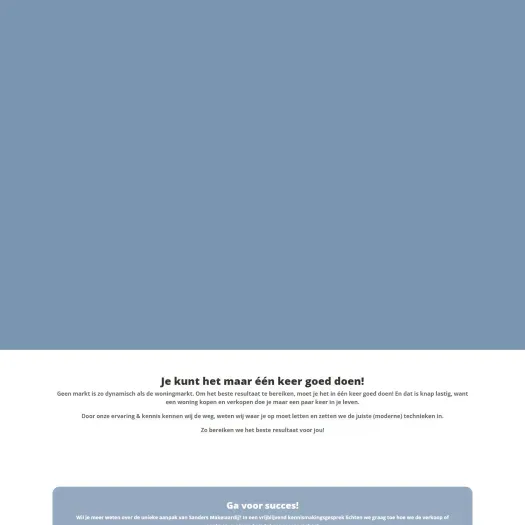 Screenshot of the website of www.sandersmakelaardij.nl