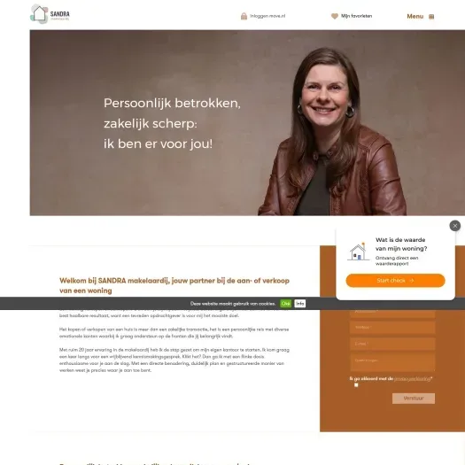 Screenshot van de website van www.sandramakelaardij.nl