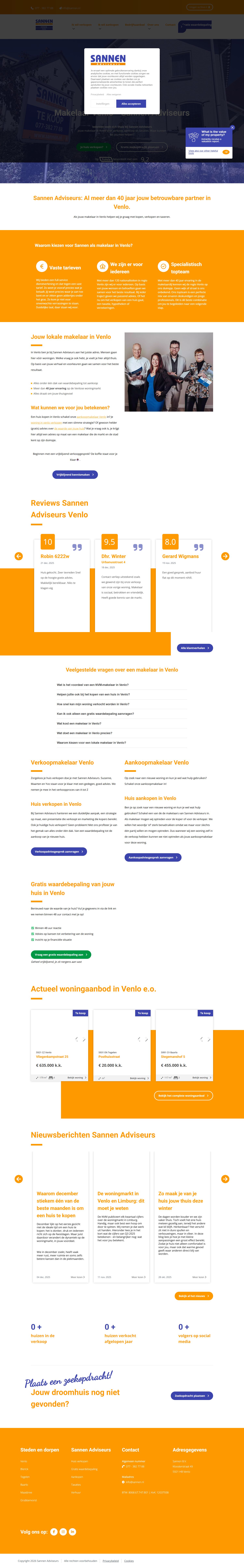 Screenshot der Website von www.sannen.nl