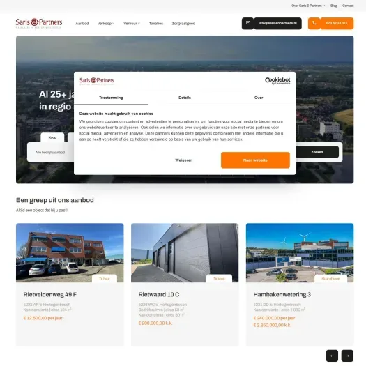 Screenshot van de website van www.sarisenpartners.nl