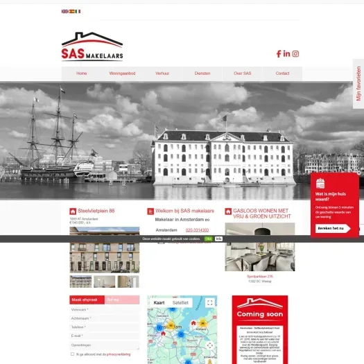 Screenshot of the website of www.sasmakelaars.nl