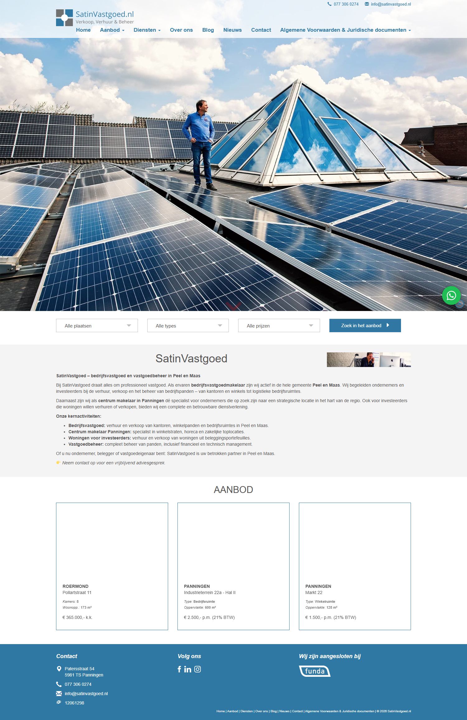 Screenshot der Website von www.satinvastgoed.nl