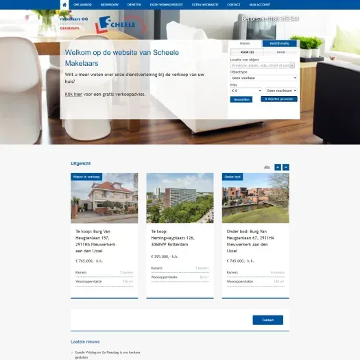 Screenshot van de website van www.scheele.nl