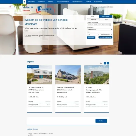 Capture d'écran du site web de www.scheele.nl