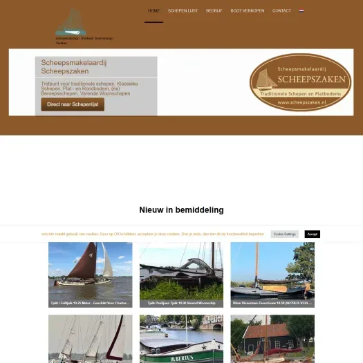 Screenshot van de website van www.scheepszaken.nl