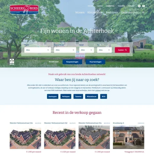 Screenshot of the website of www.scheersroes.nl