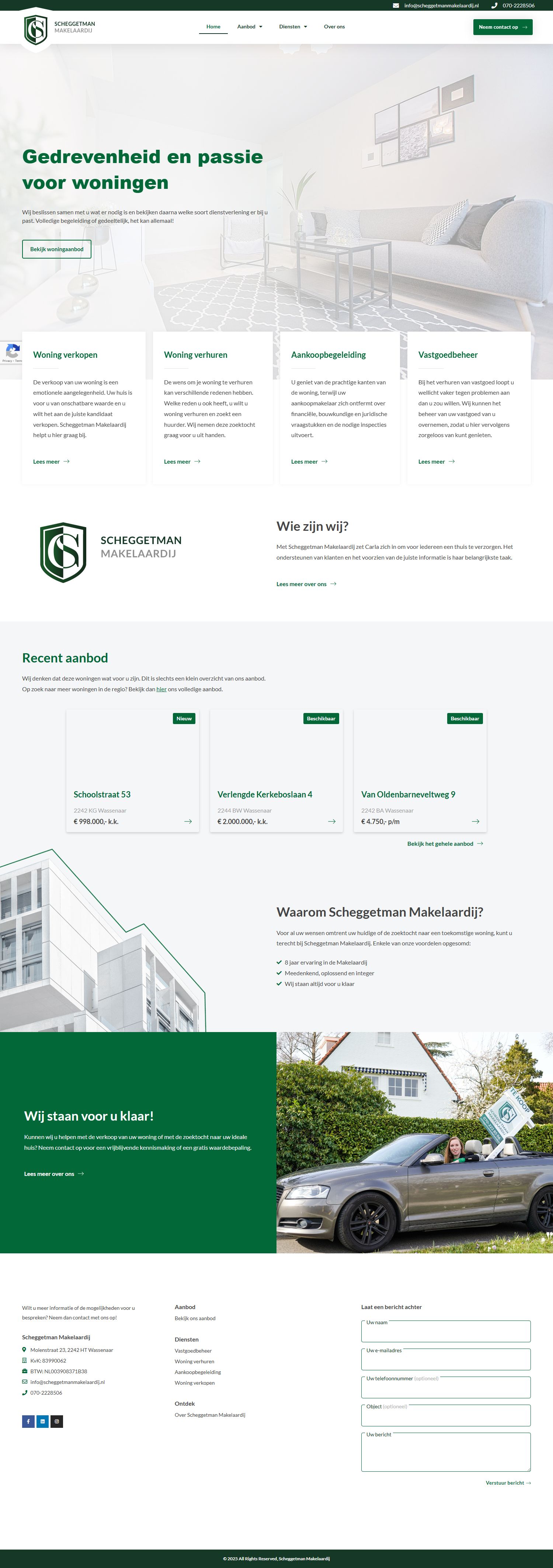 Screenshot der Website von www.scheggetmanmakelaardij.nl