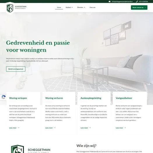 Screenshot of the website of www.scheggetmanmakelaardij.nl