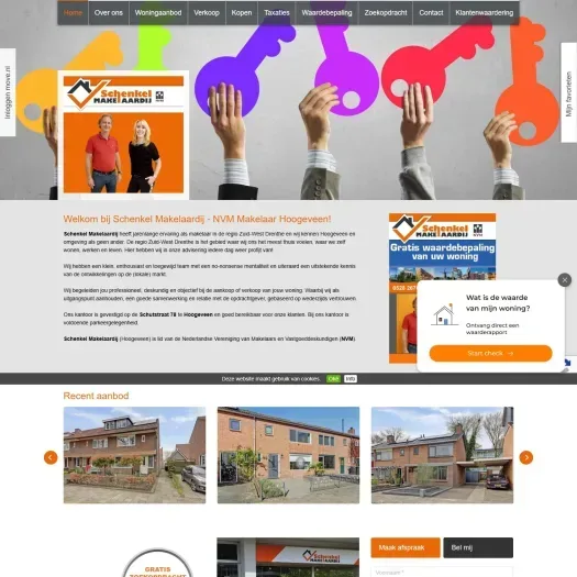 Screenshot van de website van www.schenkelmakelaardij.nl