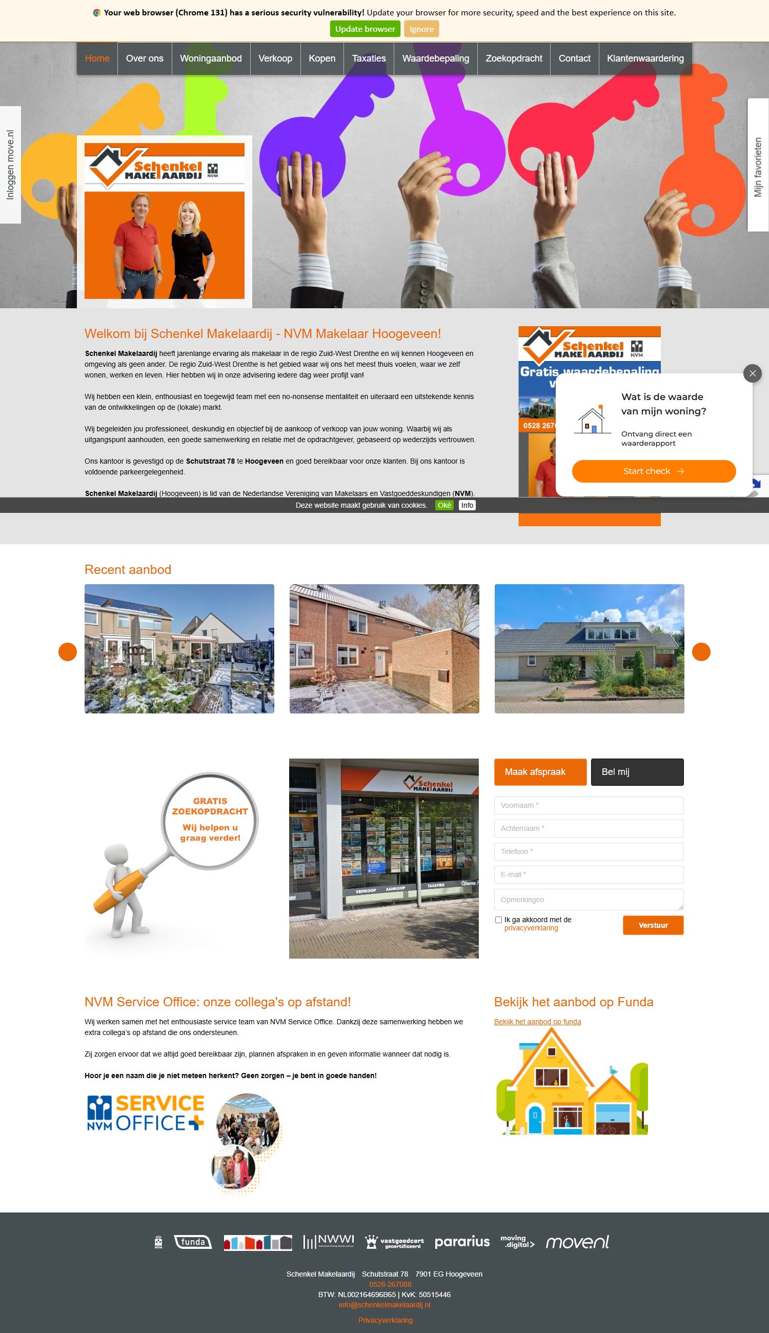 Screenshot der Website von www.schenkelmakelaardij.nl