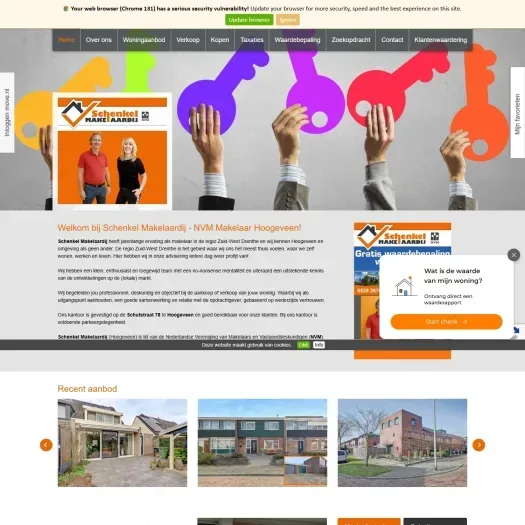 Screenshot van de website van www.schenkelmakelaardij.nl