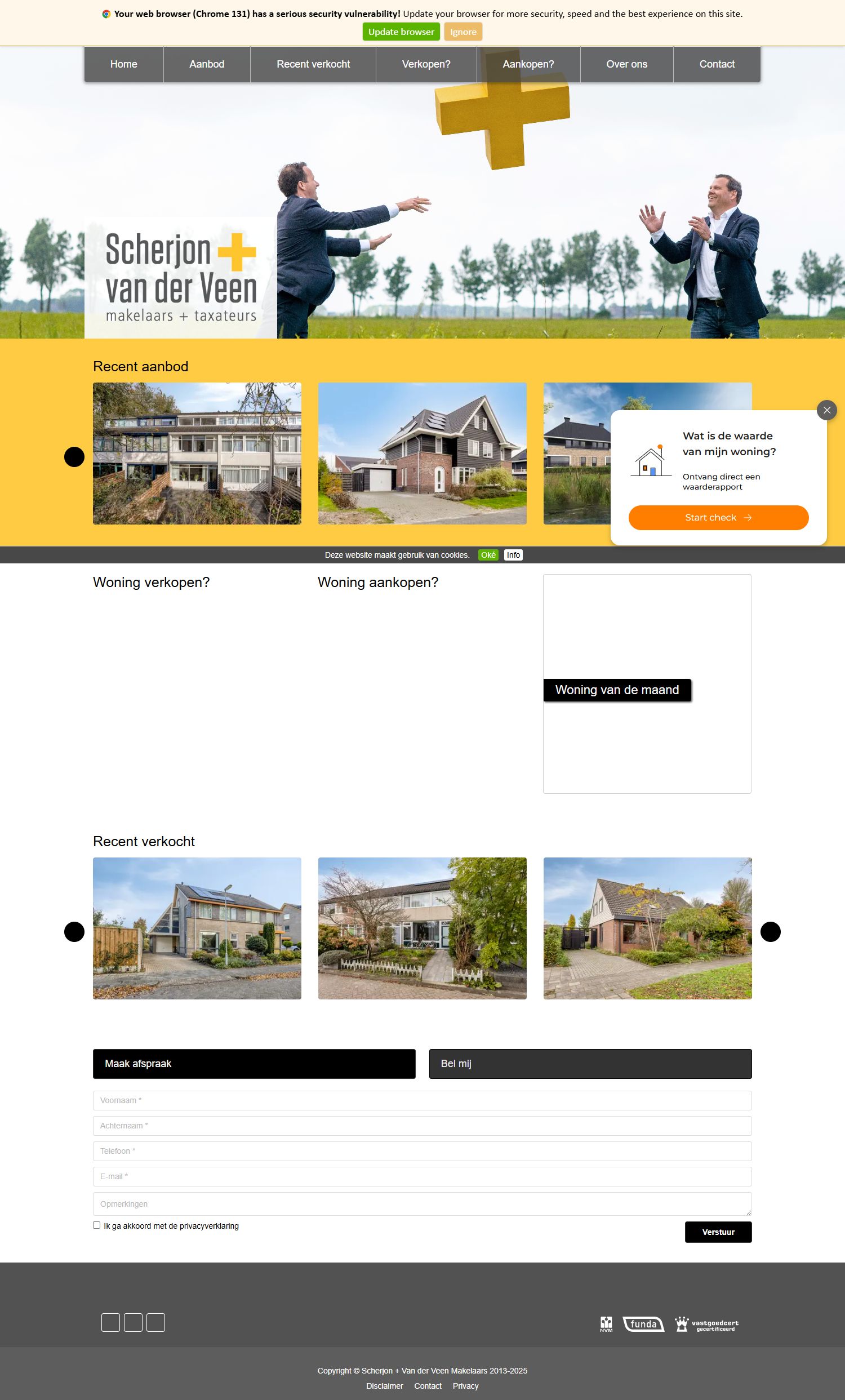 Screenshot of the website of www.scherjonvanderveen.nl