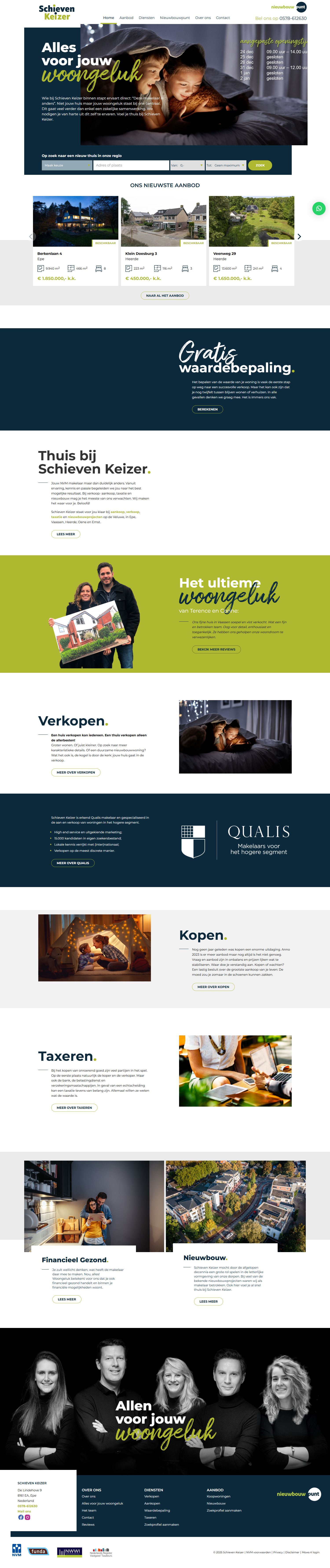 Screenshot der Website von www.schievenkeizer.nl