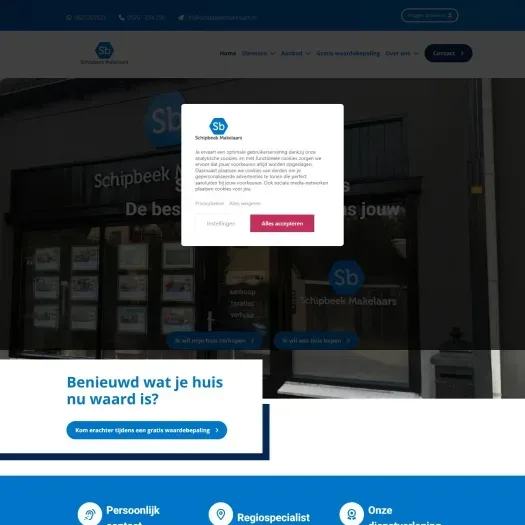 Screenshot van de website van www.schipbeekmakelaars.nl