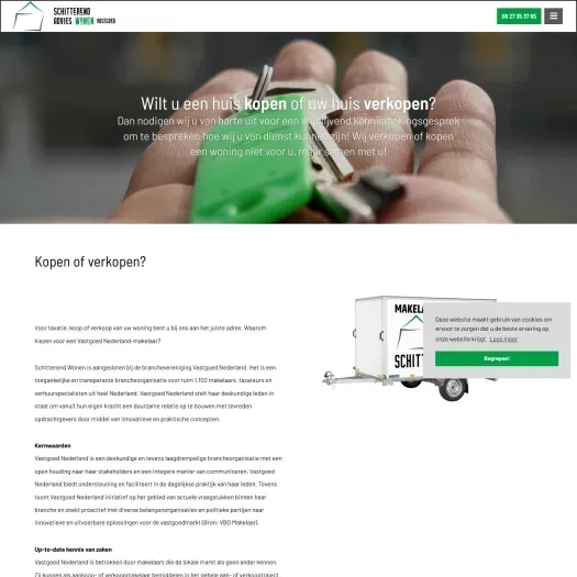 Screenshot of the website of www.schitterendwonen.nl