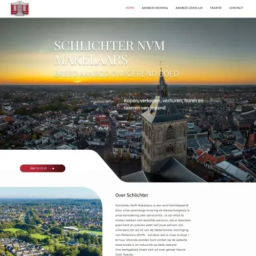 Screenshot of the website of www.schlichter.nl