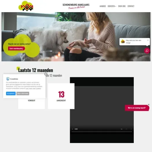 Screenshot van de website van www.schonenburgmakelaars.nl