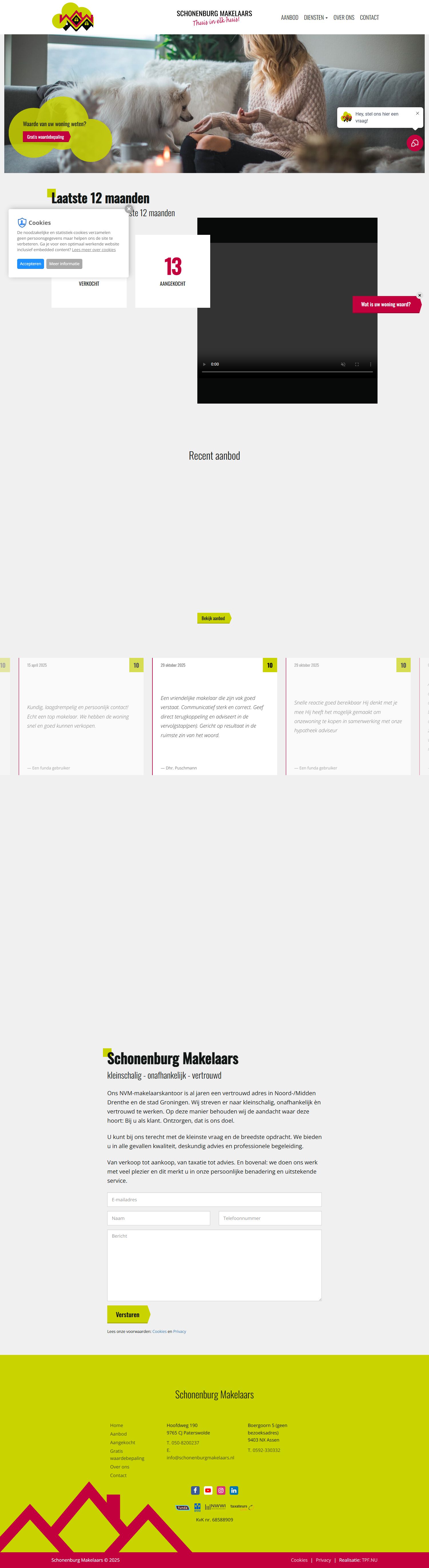 Screenshot of the website of www.schonenburgmakelaars.nl