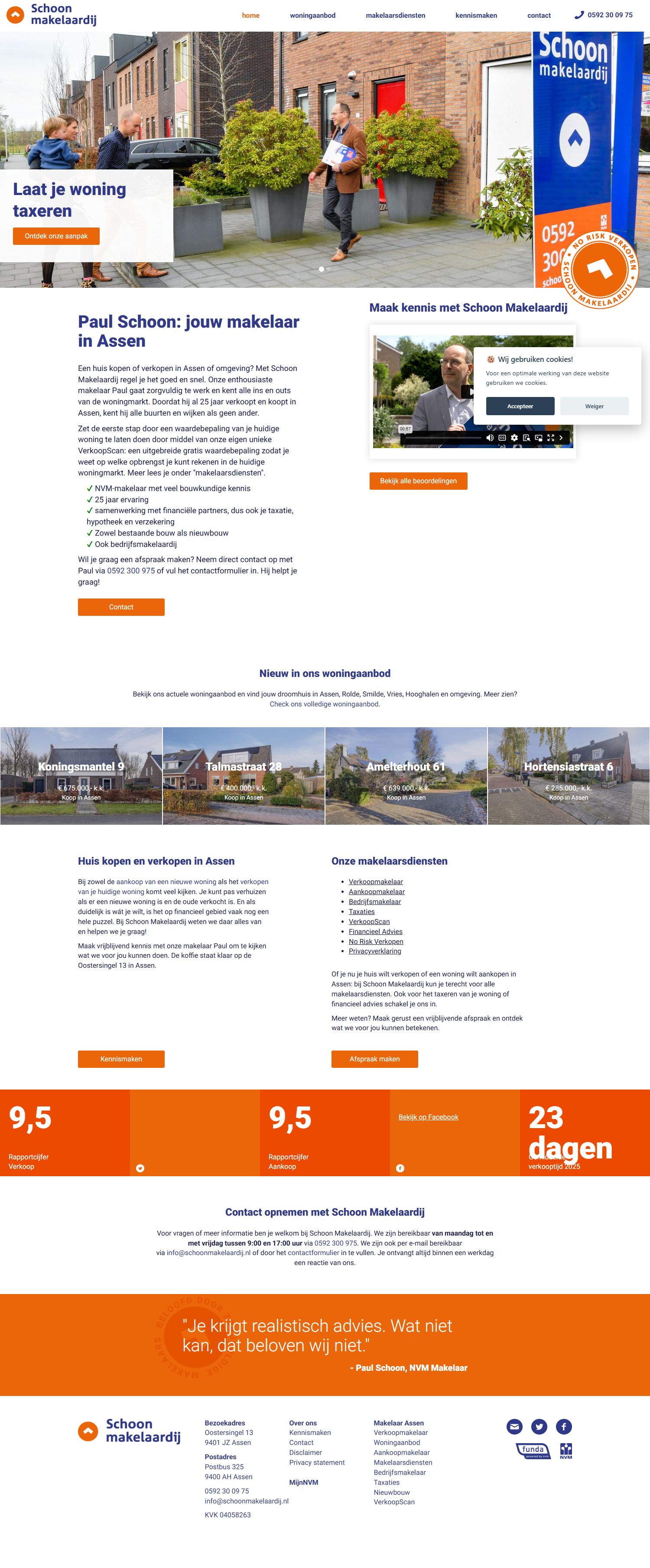 Screenshot der Website von www.schoonmakelaardij.nl