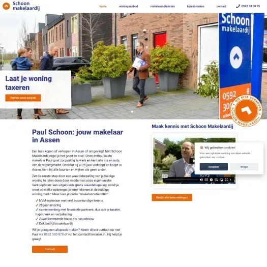 Screenshot of the website of www.schoonmakelaardij.nl