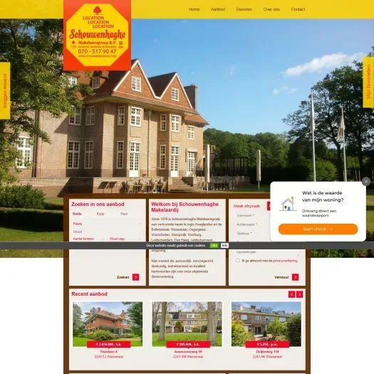 Screenshot van de website van www.schouwenhaghe.com