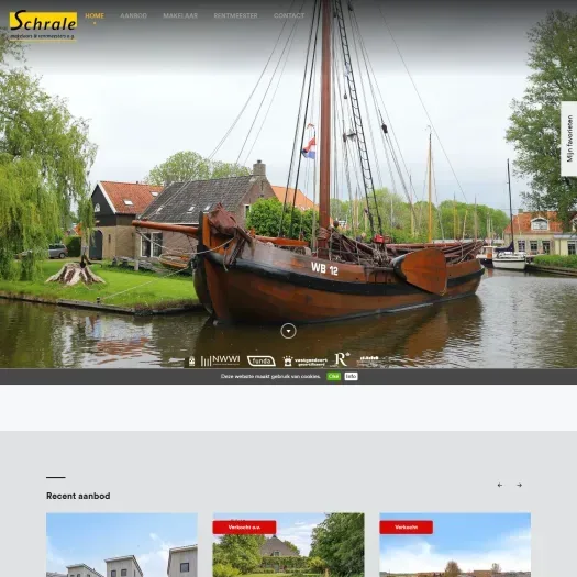 Screenshot van de website van www.schralemakelaars.nl