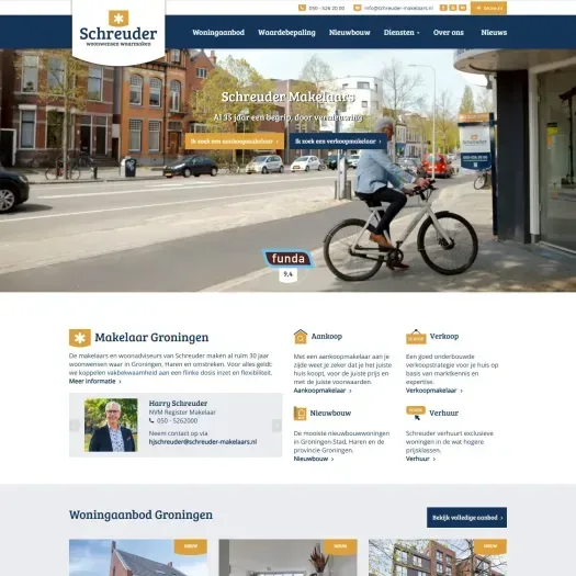 Screenshot van de website van www.schreuder-makelaars.nl