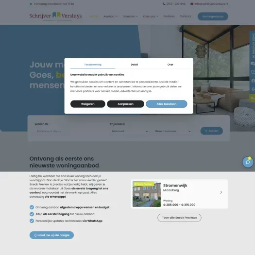 Screenshot der Website von www.schrijverversluys.nl