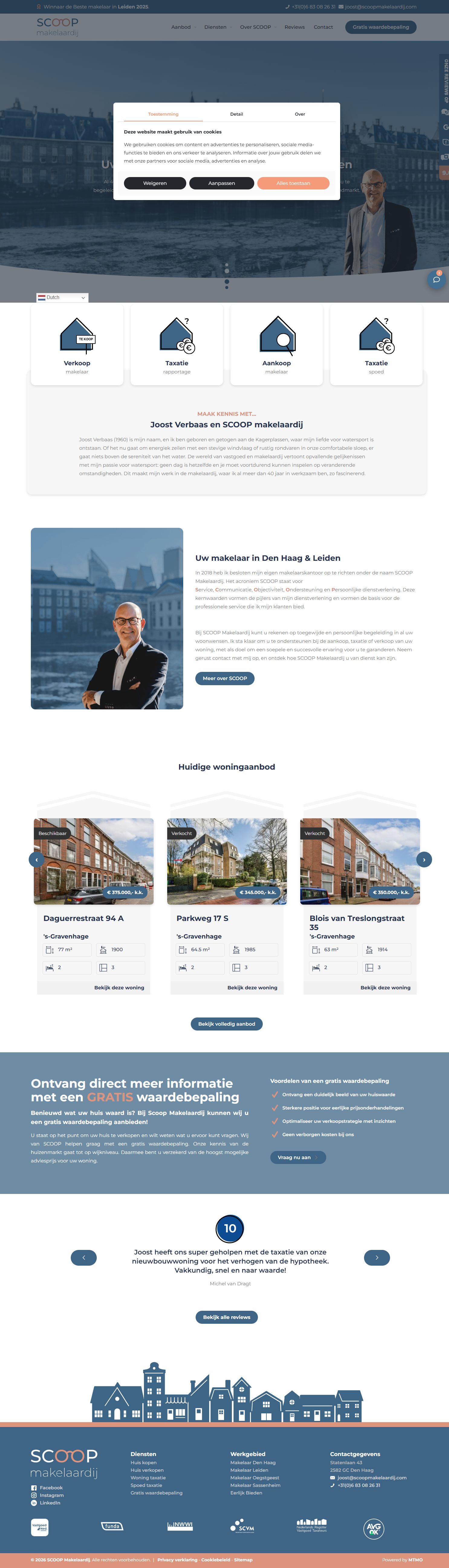 Screenshot van de website van www.scoopmakelaardij.com