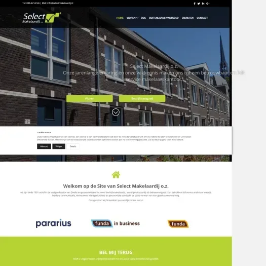 Screenshot of the website of www.selectmakelaardij.nl