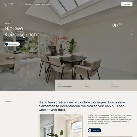 Screenshot of the website of selectrealestate.nl