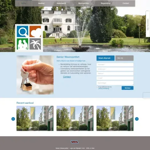 Screenshot van de website van www.senior-makelaardij.nl