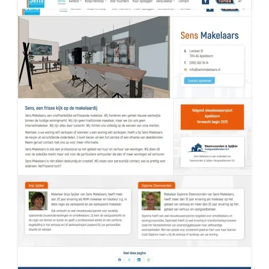 Screenshot of the website of sensmakelaars.nl