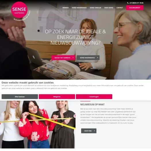 Screenshot of the website of www.sensevastgoed.nl