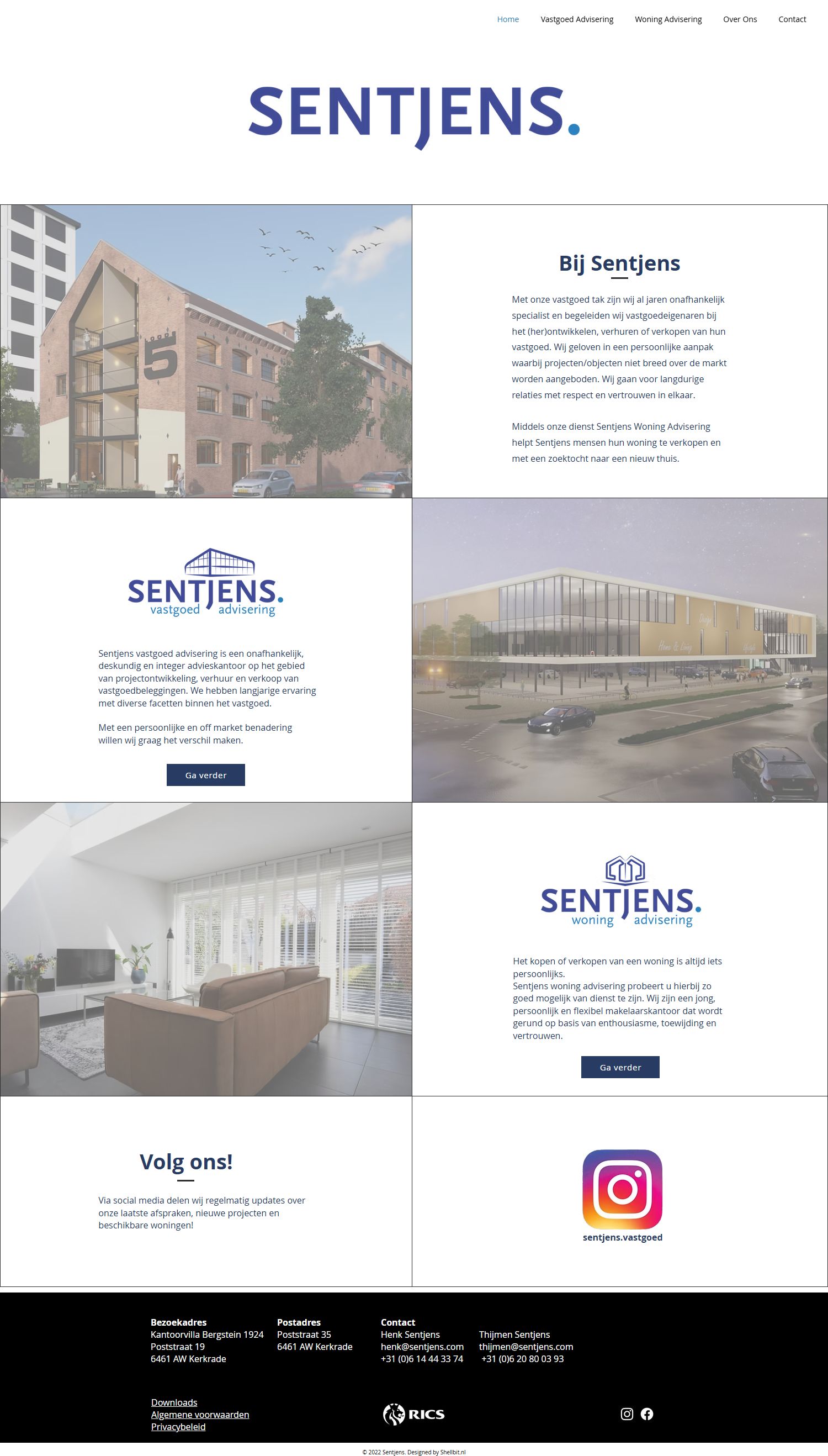 Screenshot der Website von www.sentjens.com