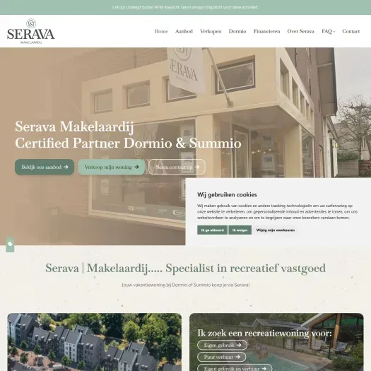 Screenshot van de website van www.serava.nl
