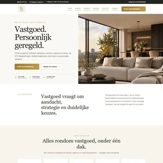 Screenshot van de website van www.sfp-vastgoed.nl