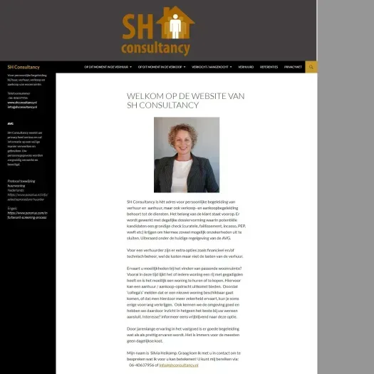 Capture d'écran du site web de www.shconsultancy.nl