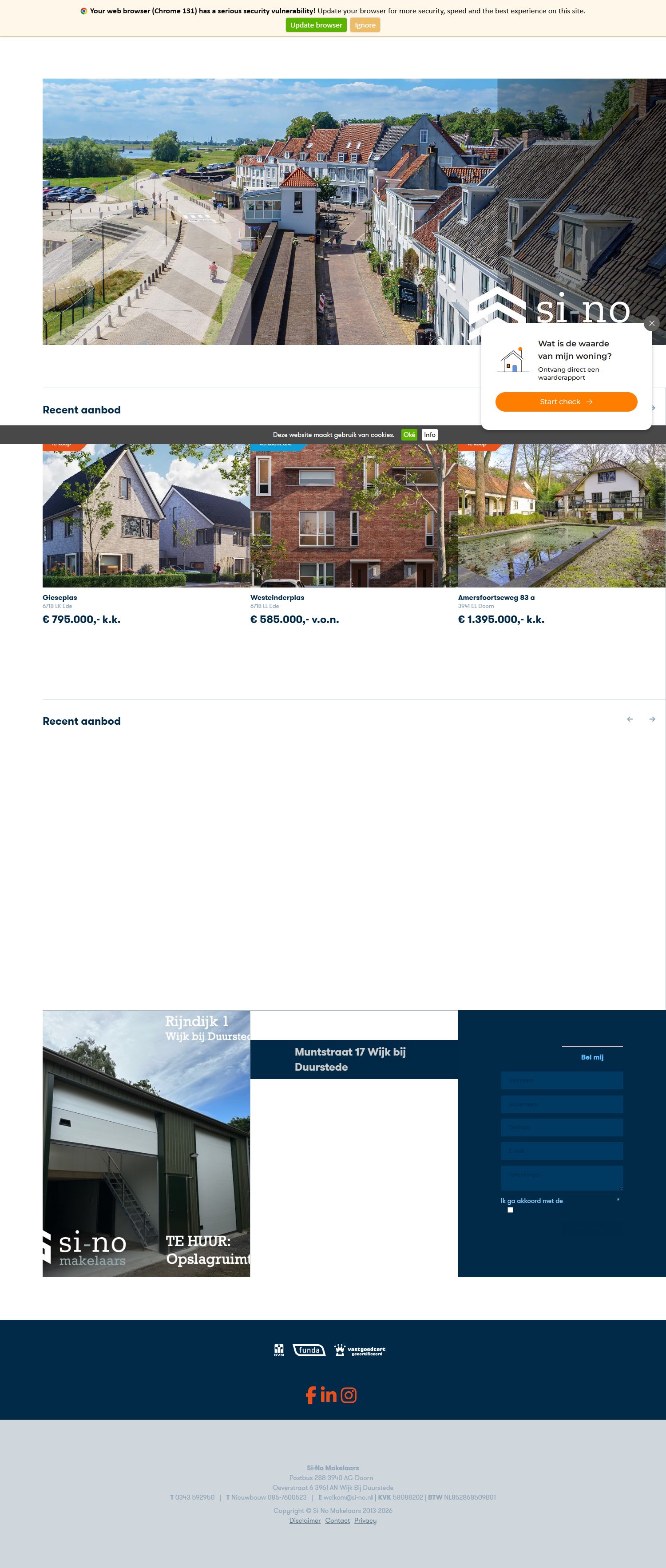 Screenshot van de website van www.si-no.nl