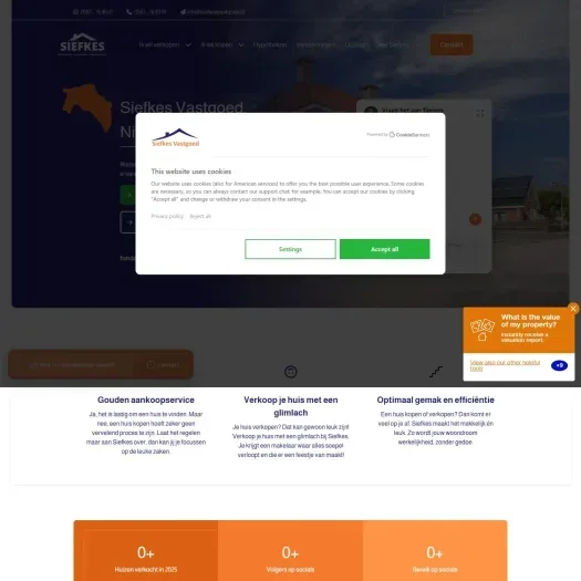 Screenshot van de website van www.siefkesvastgoed.nl