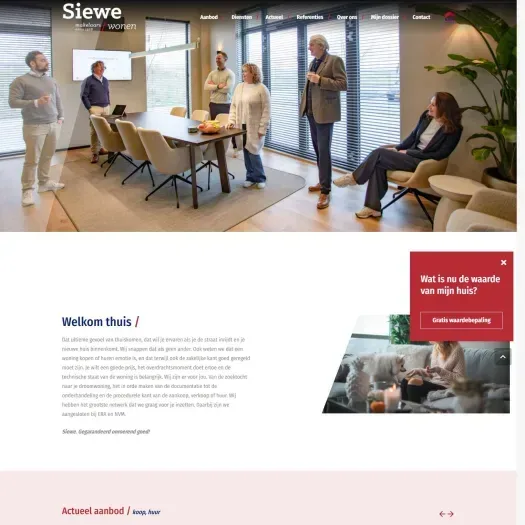 Screenshot van de website van www.siewewonen.nl