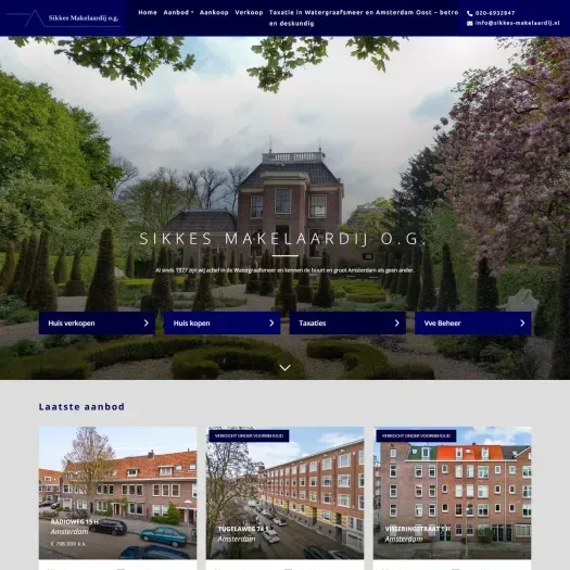 Capture d'écran du site web de www.sikkes-makelaardij.nl