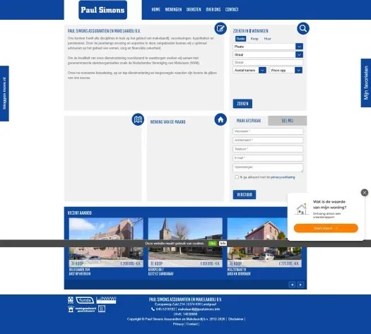 Screenshot van de website van www.paulsimons.info