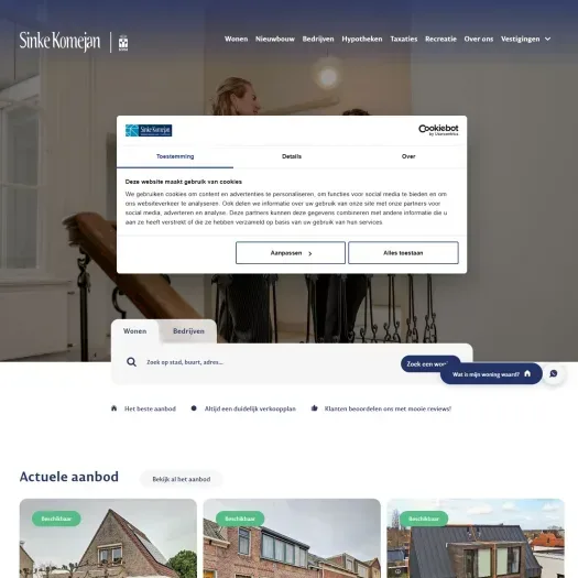 Screenshot van de website van www.sinke.nl
