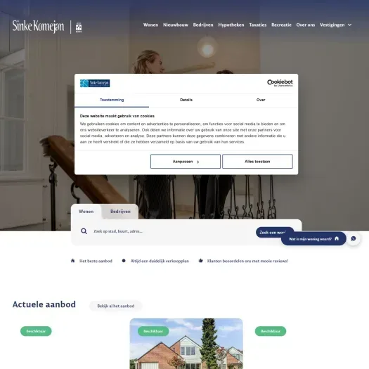 Screenshot van de website van www.sinke.nl