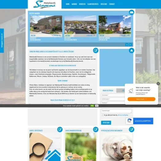 Screenshot van de website van www.makelaardijsinnema.nl