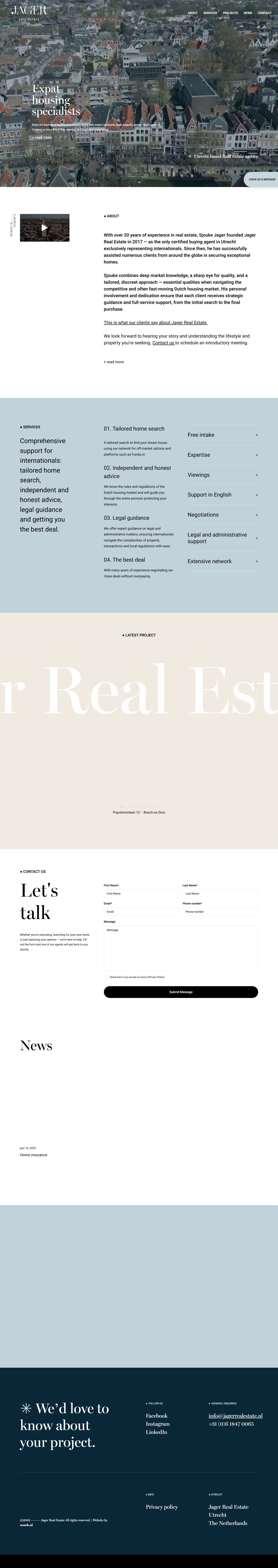 Screenshot der Website von www.jagervastgoed.nl