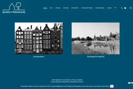 Screenshot of the website of www.sjulekesmakelaardij.nl