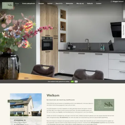 Screenshot van de website van www.sk-makelaardij.nl