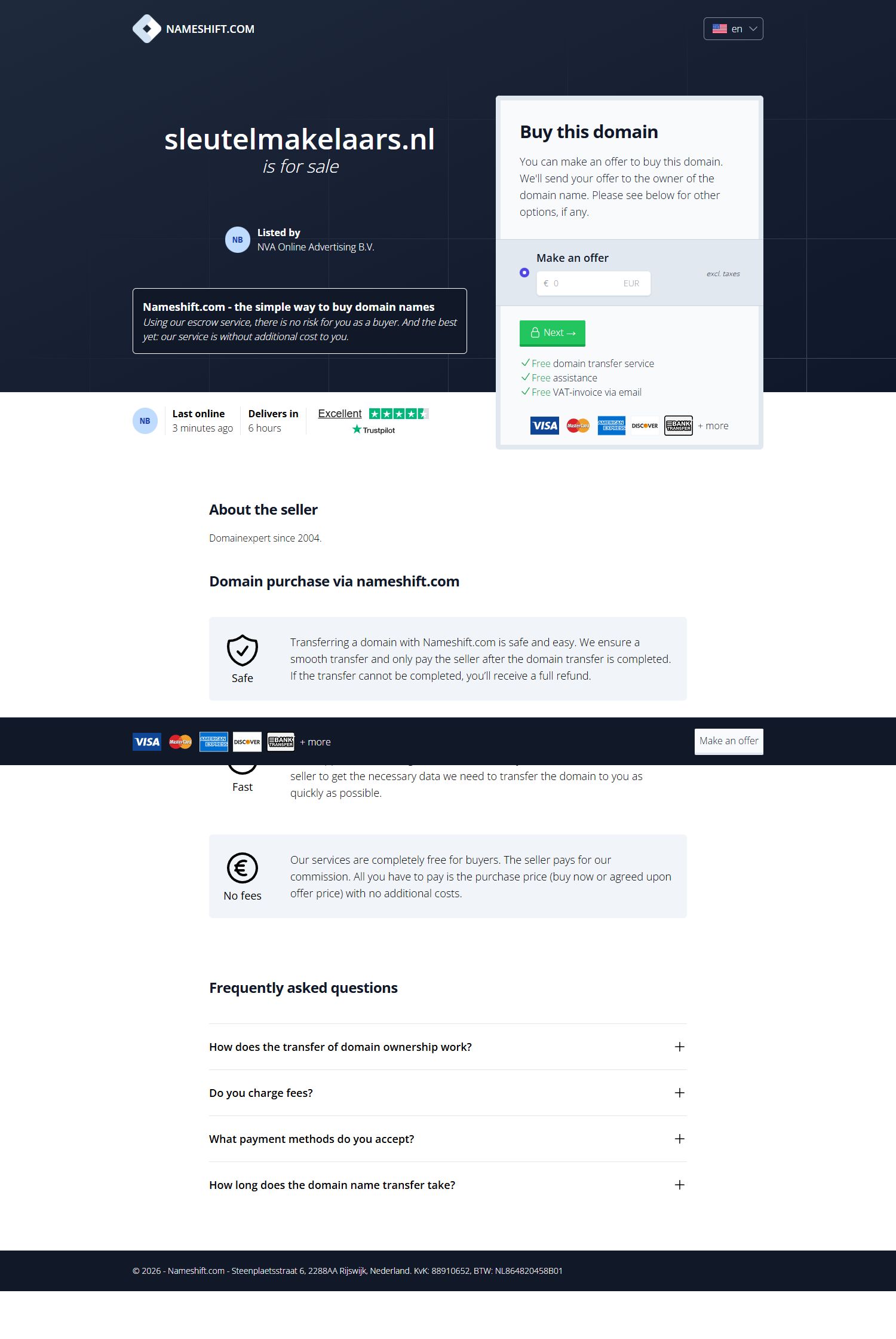 Capture d'écran du site web de www.sleutelmakelaars.nl